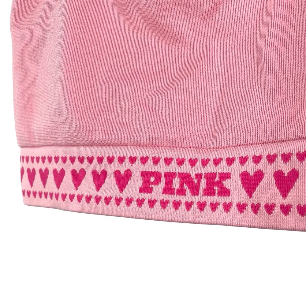 Pink Seamless Hearts Square Neck Longline Sports Bra Size Medium - Picture 2 of 9